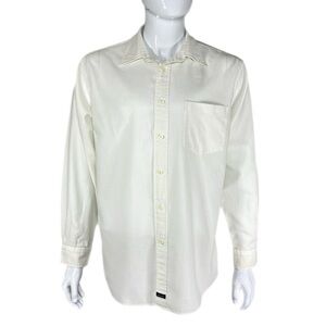 Structure Men’s Off-White Textured Cotton Long Sleeve Button Down